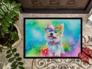 Westie Hippie Dawg Doormat Front Door Mat Indoor Outdoor Rugs for Entryway Non Slip Washable Low Pile 24hx36w