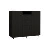 3 Piece Bedroom Set, Milano Double Door Cabinet Dresser + 2 Salento Nightstands, Black