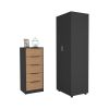 2 Piece Bedroom Set, London Armoire + Egeo 5 Drawer Dresser, Black / Light Oak