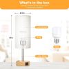 Bedside Table Lamp for Bedroom - 3 Way Dimmable Touch Lamp USB C Charging Ports and AC Outlet