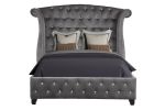 Sophia Full 4 Pc Vanity Upholstery Bedroom Set Made With Wood in Gray