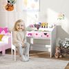 Qaba Study Chair Pink with Storage Drawer, Kids Desk and Chair Set for Bedroom & Study Room, for kids 3-6 Years Old