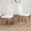 Modern simple light luxury dining chair White chair Home bedroom stool back PU electroplated chair legs (set of 2)