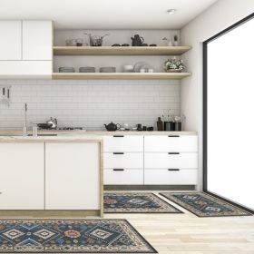 Kitchen Rugs Sets of 3, Kitchen Floor Mat Carpet, Washable Non Slip Kitchen Runner Rug, Boho Farmhouse Hallway Doormat for Home Decor