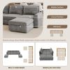 115*58" Chenille Modular Sectional Sofa,U Shaped Reversible Couch,Free Combination,6 Seat Sleeper Sofa Bed with Ottoman