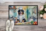 NEW Bernese Mountain Dog The Chef Front Door Mat Indoor Outdoor Rugs for Entryway, Non Slip Washable Low Pile, 18H X 27W