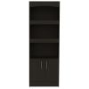 Simma Bookcase; Metal Hardware; Three Shelves; Double Door Cabinet -Black