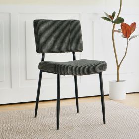 Modern Grey simple dining chair Fabric Upholstered Chairs home bedroom stool back dressing chair black metal legs(set of 2)