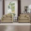 Luxurious and Sophisticated Deep Seated Sofa Set with Two Single Chairs in Tan Corduroy Fabric, Suitable for Bedroom and Office
