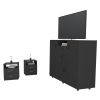 3 Piece Bedroom Set, Milano Double Door Cabinet Dresser + 2 Salento Nightstands, Black
