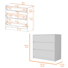 Lewes 2 Piece Bedroom Set, Dresser + Armoire, White