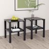 Set of 2, Glass two layer tea table, small round table, bedroom corner table, living room side table,Black