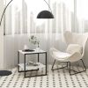 1PC 2-Tier Square End Table with Storage Shelf Reversible Design