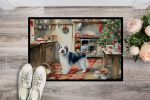 Old English Sheepdog Christmas Cookies Front Door Mat Indoor Outdoor Rugs for Entryway, Non Slip Washable Low Pile, 24H X 36W