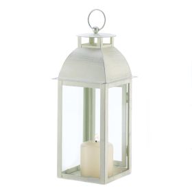 Ivory Distressed Candle Lantern - Rustic Home Decor Lighting
