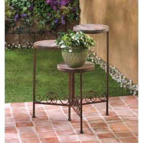 Vintage Inspired Rustic Triple Plant Stand for Indoor and Outdoor Decor