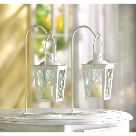 Vintage White Railroad Candle Lanterns Rustic Home Decor Accent