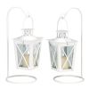 Vintage White Railroad Candle Lanterns Rustic Home Decor Accent