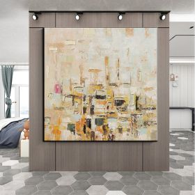 Handmade Oil Painting Color Block Gold Leaf Living Room Decoration Painting Abstract Painting Home Hanging Painting Wall Art (Style: 1.0, size: 90x90cm)