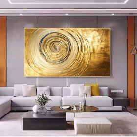 Hand Painted Oil Painting Original Gold Texture Oil Painting on Canvas Large Wall Art Abstract Minimalist Painting Golden Decor Custom Painting Living (Style: 1.0, size: 40x80cm)