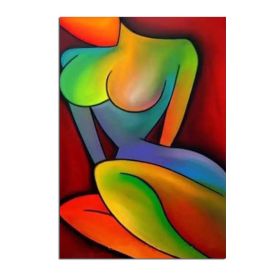 Top Skill Handmade Modern Abstract Portrait Beautiful Colorful Sexy Nude Figure Wall Art Oil Painting on Canvas for Home Decor (size: 150x220cm)