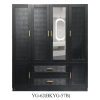 Wooden Armoire Wardrobe Closet with 3 Doors Hanging Rods 4 Drawers Shelves Large Capacity Clothes Storage Cabinet Organization for Bedroom Black 47.24