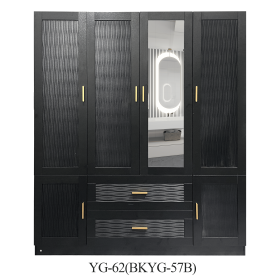 Wooden Armoire Wardrobe Closet with 3 Doors Hanging Rods 4 Drawers Shelves Large Capacity Clothes Storage Cabinet Organization for Bedroom Black 47.24 (size: nan)