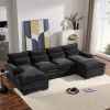 110*55" Modern Modular U-shaped Sectional Sofa with Waist Pillows,6 Seat Upholstered Symmetrical Indoor Furniture