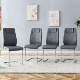 Modern Dining Chairs with Faux Leather Padded Seat Dining Living Room Chairs Upholstered Chair with Metal Legs Design for Kitchen, Living, Bedroom (Color: as Pic)
