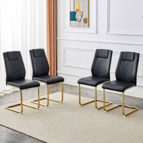 Modern dining chairs with faux leather padded seats, dining room chairs, gold metal leg upholstered chairs, suitable for kitchens, living rooms (Color: as Pic)