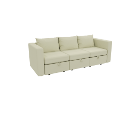 Livelylodge Modular 3-Seat Sofa with Wooden Frame and Pull-Out Bed,  Convertible Sectional Sofa for Living Room, Available in Black, White (Color: White)