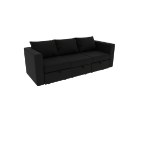 Livelylodge Modular 3-Seat Sofa with Wooden Frame and Pull-Out Bed,  Convertible Sectional Sofa for Living Room, Available in Black, White (Color: Black)