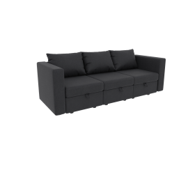 Livelylodge Modular 3-Seat Sofa with Wooden Frame and Pull-Out Bed,  Convertible Sectional Sofa for Living Room, Available in Black, White (Color: Gray)