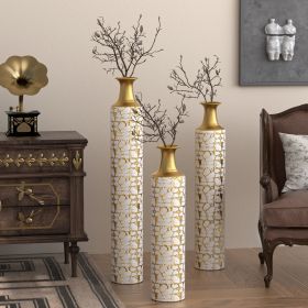 Floor Vases Gold Large Vases - 32/28/24 inch decorative high vases set of 3 for home decor Vintage Large vases representing twigs Twigs dried flowers (Color: as Pic)