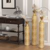 Metal decorative vases High distress metal center vases with growing vine patterns, set of 3 vases for home decoration 34 ", 29 ", 25 "H, gold