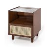 Simple Retro Bamboo Rattan Nightstand with Drawer