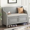 Rustic Style Solid wood Entryway Multifunctional Storage Bench with Safety Hinge