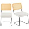 VEVOR Rattan Dining Chairs Set of 2, Mid Century Modern Dining Chair, Upholstered Velvet Accent Chair with Rattan Back