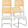 VEVOR Rattan Dining Chairs Set of 4, Mid Century Modern Dining Chair, Upholstered Velvet Accent Chair with Rattan Back