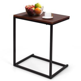 26 Inch Beside Sofa Laptop Holder End Stand Desk (Color: Dark Brown)