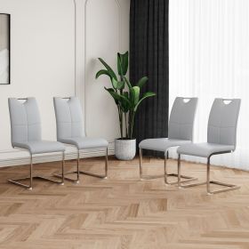 Modern Dining Chairs with Faux Leather Padded Seat Dining Living Room Chairs Upholstered Chair with Chrome Metal Legs Design for Kitchen, Living (Color: as Pic)