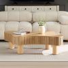 42.52 Inch Modern Wooden Handcraft Drum Coffee Table Irregular Shaped Coffee Table for Living Room,Small Coffee Table with Sturdy Pedestal