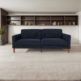 Corduroy, Modern Sofa With Two Pillows, Suitable For Living Room, Lounge (Color: Black)