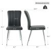 Modern Charcoal PU dining chair, cloth upholstered chair, electroplated metal chair legs, suitable for home furniture living room, bedroom, kitchen