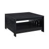 31.5 in. Black Oak Square Wood Coffee Table