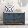 Storage Bench with Removable Basket and 2 Drawers,Fully Assembled Shoe Bench with Removable Cushion