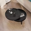 Modern Round Wood Rotating Tray Coffee Table with Storage & Metal Legs