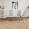 Modern Dining Chairs with Faux Leather Padded Seat Dining Living Room Chairs Upholstered Chair with Chrome Metal Legs Design for Kitchen, Living