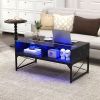 Center Table with Faux Marble and Tempered Glass Top