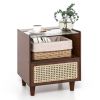 Simple Retro Bamboo Rattan Nightstand with Drawer